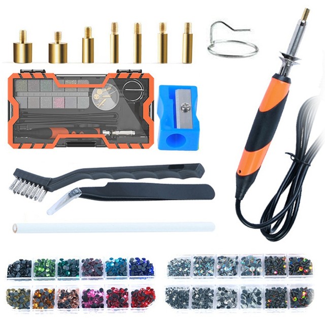 Hot Fix Rhinestone Applicator Tool Bedazzler Kit Black&Orange With  Rhinestones US Plug - AliExpress